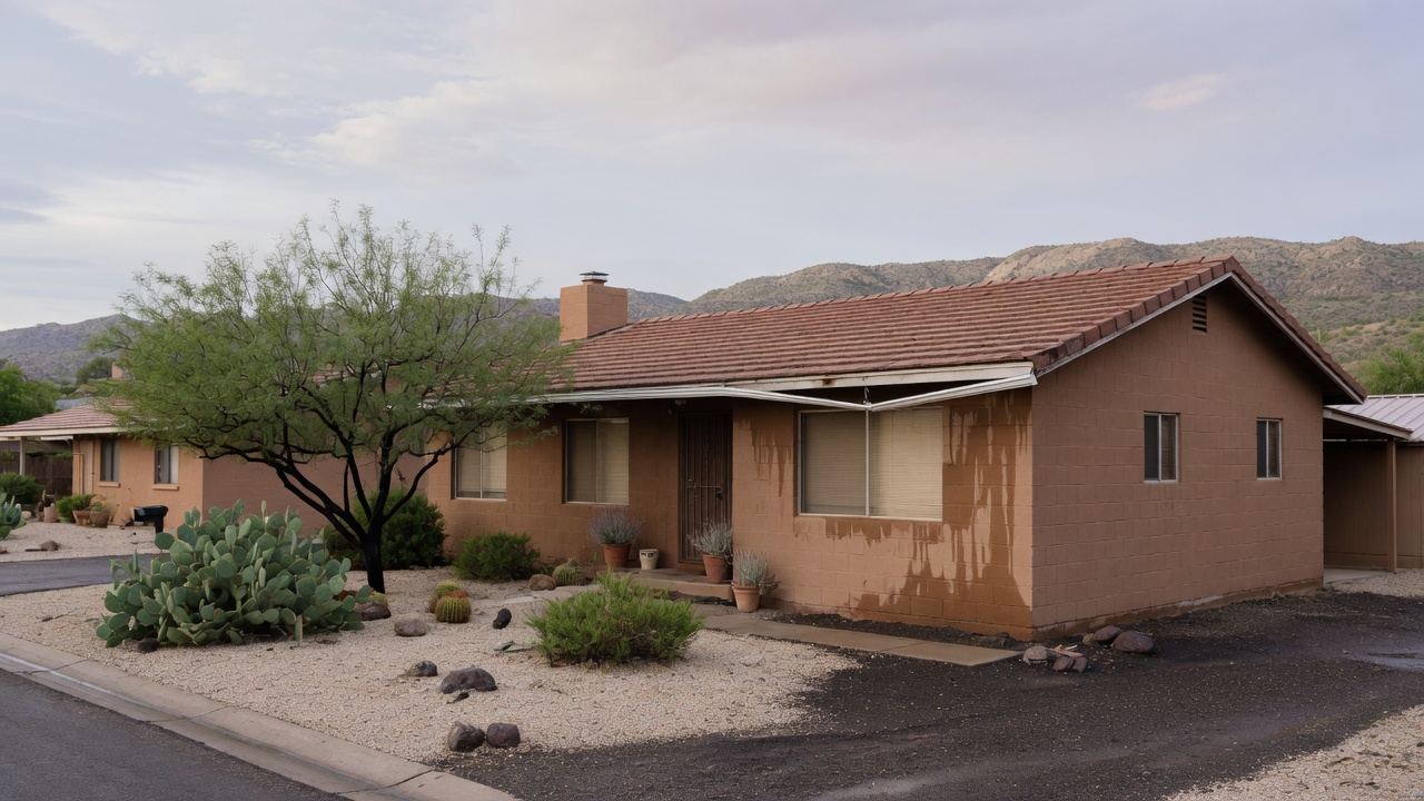 Exterior of a Tucson home during water damage restoration